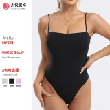 European and American cross-border sexy SK bodysuit with adjustable waist control straps, tight-fitting body-shaping triangle crotch shapewear for women
