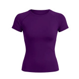 dyfne short-sleeved yoga top for women, matte nylon yoga T-shirt, waist-cinching, slimming, figure-flattering sports short-sleeved top