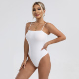 European and American cross-border sexy SK bodysuit with adjustable waist control straps, tight-fitting body-shaping triangle crotch shapewear for women