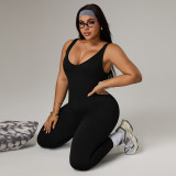 European and American plus-size yoga jumpsuit, tummy control slimming yoga bodysuit, peach butt fitness jumpsuit for outerwear