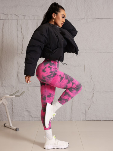New cross-border hot-selling seamless tie-dye yoga pants, high-waisted peach-butt tights, high-elastic fitness long pants