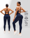 Cross-border cross-back adjustable strap padded jumpsuit seamless sportswear fitness dance bodysuit for women