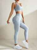 Matte distressed yoga outfit for women, backless running sports bra, fitness peach butt yoga pants, sports underwear