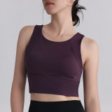 Pilates sports bra for women, shockproof high-intensity fitness bra, long style, suitable for outerwear, yoga tank top with integrated chest pads