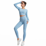 European and American style yoga outfit, high-waisted, tight-fitting, butt-lifting, long-sleeved yoga pants, sports and fitness cross-border long pants