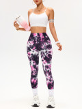 European and American style tie-dye yoga pants for women, high-waisted, tight-fitting, quick-drying, sports leggings, peach butt-lifting, running, fitness, compression pants