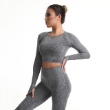 European and American style yoga outfit, high-waisted, tight-fitting, butt-lifting, long-sleeved yoga pants, sports and fitness cross-border long pants