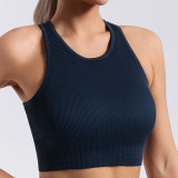 AL High-Strength Fixed One-Piece Cup Sports Bra for Women, Shockproof, Push-Up, Racerback, Quick-Dry, Running and Yoga Bra