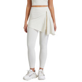 Cross-border tight-fitting high-waisted quick-dry yoga pants with detachable breathable butt-covering skirt for outer wear, peach-butt fitness pants