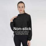 Cross-border fat-burning fitness sweat suit for women, jacket, casual drawstring hooded sweat suit for women