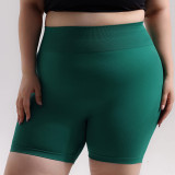 European and American plus-size seamless sports peach-butt shorts for women, outdoor running slimming butt-lifting yoga pants, fitness three-quarter pants