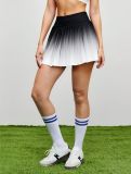Two-in-one anti-exposure sports skirt for women, gradient color with pockets, quick-dry high-waisted tennis skirt