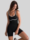 Spring and summer outdoor wear V-neck color-blocking seamless one-piece yoga suit for women, U-shaped back, slimming one-piece outfit for outdoor running and fitness
