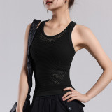 Mesh breathable faux two-piece sports yoga vest for women, quick-dry yoga bra, running fitness sports top