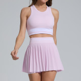 New cross-border outdoor breathable sports tennis skirt, slimming, anti-exposure, high-waisted fitness yoga set