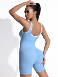 Spring and summer outdoor wear V-neck color-blocking seamless one-piece yoga suit for women, U-shaped back, slimming one-piece outfit for outdoor running and fitness