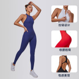 European-style long-sleeved bodysuit with beautiful back and small stand-up collar, zip-up cardigan, nude-feel sports outdoor yoga fitness wear for women