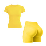 dfyne yoga sportswear set for women, slimming and figure-flattering short-sleeve sports set, outdoor fitness outfit