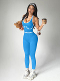 TK color-blocking sports yoga jumpsuit for women, suitable for outdoor running, slim-fit peach butt fitness jumpsuit