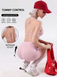 dfyne women's sports yoga set with cross-strap bra, tummy control and butt-lifting shorts, summer fitness workout set