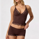 Cross-border sexy lace triangle strap boxer briefs women's lace bra and beautiful back lace lingerie set for women