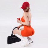Women's sports yoga set with halter neck sports bra, waist-cinching, tummy control, peach butt fitness shorts