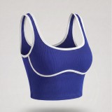 European and American style color-blocking sports vest for women, no underwire, beautiful back yoga vest top, slim-fit running and fitness vest