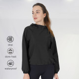 Cross-border fat-burning fitness sweat suit for women, jacket, casual drawstring hooded sweat suit for women