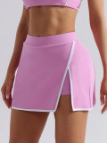 Two-tone faux two-piece sports yoga skirt for women, tennis anti-exposure hip-hugging A-line skirt, quick-dry running fitness shorts
