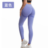 European and American in-stock cross-border high-waisted butt-lifting smiley face knitted ruched tight peach sports fitness yoga pants