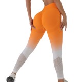 Mesh gradient yoga pants for women, seamless high-waisted running fitness pants, quick-dry tight sports leggings for spring and summer