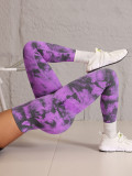 New cross-border hot-selling seamless tie-dye yoga pants, high-waisted peach-butt tights, high-elastic fitness long pants