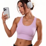 High-impact sports bra for women with fixed cups, shockproof running and yoga vest, suitable for outerwear and fitness