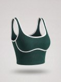 European and American style color-blocking sports vest for women, no underwire, beautiful back yoga vest top, slim-fit running and fitness vest