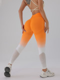 Mesh gradient yoga pants for women, seamless high-waisted running fitness pants, quick-dry tight sports leggings for spring and summer