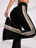 New cross-border casual flared yoga pants, high-waisted, stretchy, Pilates sports pants, tummy control, leg-lengthening, quick-dry bell-bottom pants