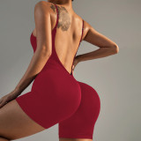 SHINE's popular deep V backless yoga jumpsuit for women, no awkward lines, sports butt-lifting fitness one-piece yoga outfit