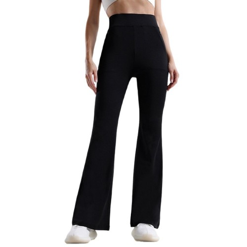 European and American style nude-feel high-waisted casual sports flared pants for women, outdoor slim-fit peach-butt fitness yoga pants