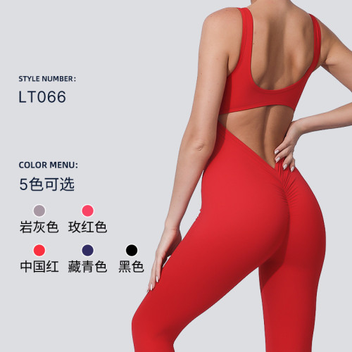 New cross-border product: High-elastic gym tight-fitting sports running one-piece fitness suit, quick-dry, tummy-control one-piece yoga outfit for women