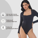 European and American cross-border sexy lace-trimmed square-neck one-piece shapewear, breathable, slimming, figure-shaping bodysuit with triangular crotch
