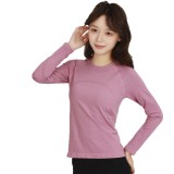 Autumn and winter women's long-sleeve sports yoga top with chest pads, breathable, moisture-wicking, slimming, suitable for running and fitness