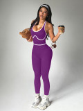 TK color-blocking sports yoga jumpsuit for women, suitable for outdoor running, slim-fit peach butt fitness jumpsuit