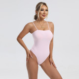 European and American cross-border sexy SK bodysuit with adjustable waist control straps, tight-fitting body-shaping triangle crotch shapewear for women