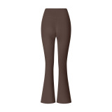 New cross-border yoga pants, high-waisted, brushed fabric, shaping fitness pants, slightly flared, outdoor wide-leg women's sports pants