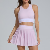 New cross-border outdoor breathable sports tennis skirt, slimming, anti-exposure, high-waisted fitness yoga set