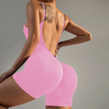 SHINE's popular deep V backless yoga jumpsuit for women, no awkward lines, sports butt-lifting fitness one-piece yoga outfit