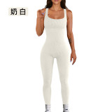 European and American cross-border OQQ short-sleeved bodysuit with removable chest pads, ribbed tight-fitting fitness wear