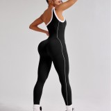 European and American cross-border bestseller seamless one-shoulder striped yoga jumpsuit, tight-fitting butt-lifting sports fitness wear for women