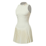 Cross-border women's tennis dress with half-zip and long sleeves, slimming tennis dress, stunning badminton skirt and pants set