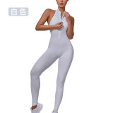 European-style long-sleeved bodysuit with beautiful back and small stand-up collar, zip-up cardigan, nude-feel sports outdoor yoga fitness wear for women